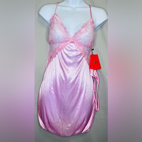 Women Sexy Lingerie Lace Mini Dress Babydoll Nightdress Sleepwear Sz XXL ‎ Pink - Picture 1 of 7
